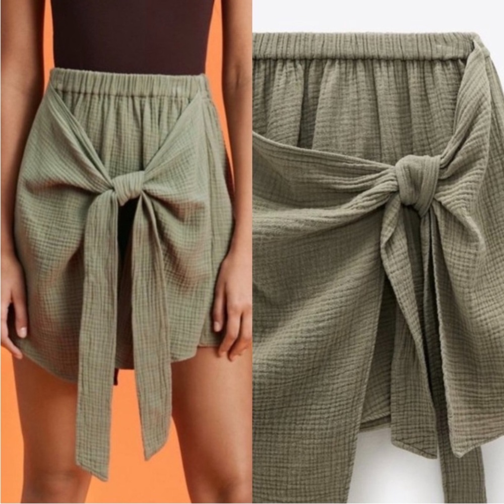 Zara Wrap Tie Style Mini Skirt Women’s Size Medium - Picture 2 of 9